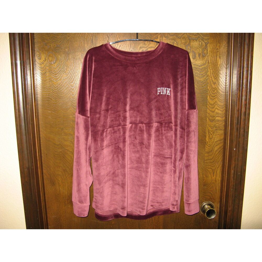 Victoria’s Secret PINK Love Pink Fleece Sweater Purple Pullover Size M 170/96A